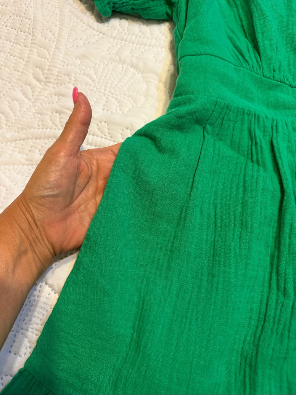Boden Anna Double cloth Bright Green V-Neck Dress - Picture 4 of 11